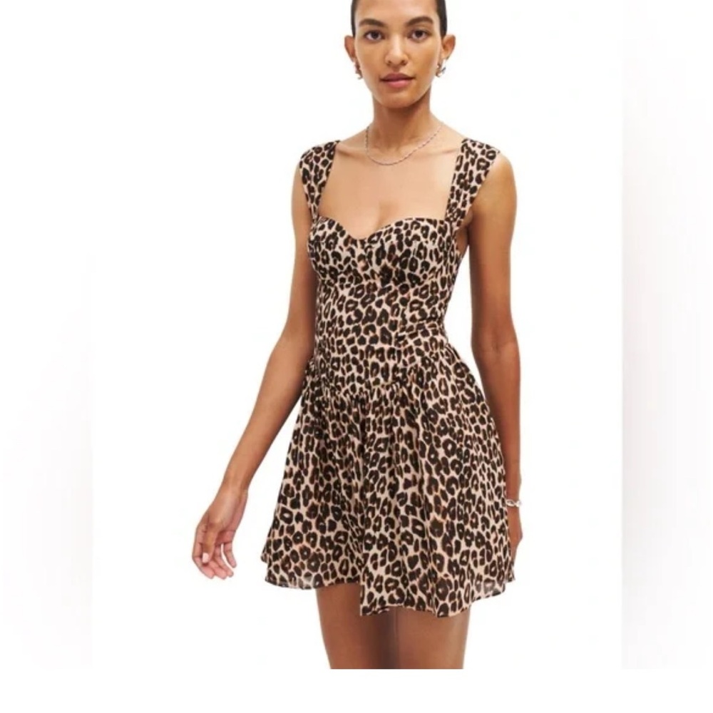 Reformation Taiga Leopard Print Mini Dress, US6